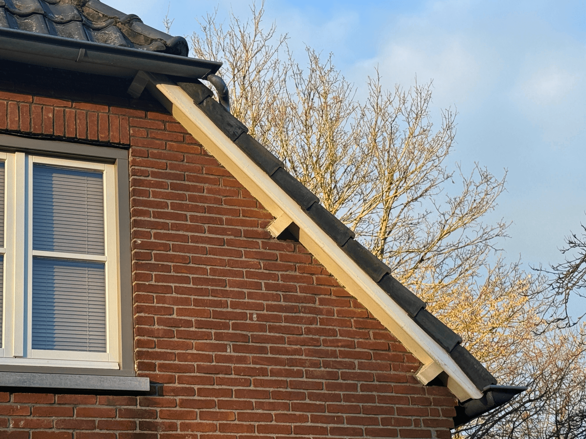Oude dakpannen en gevel in Nederhemert
