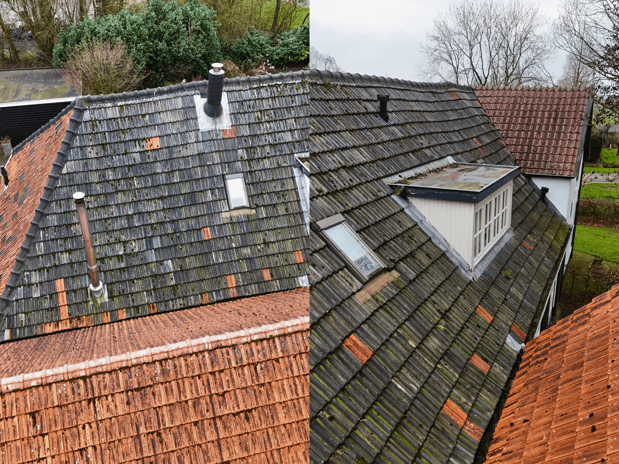Verouderde aansluiting rondom de dakkapel voor de dakrenovatie in Rossum